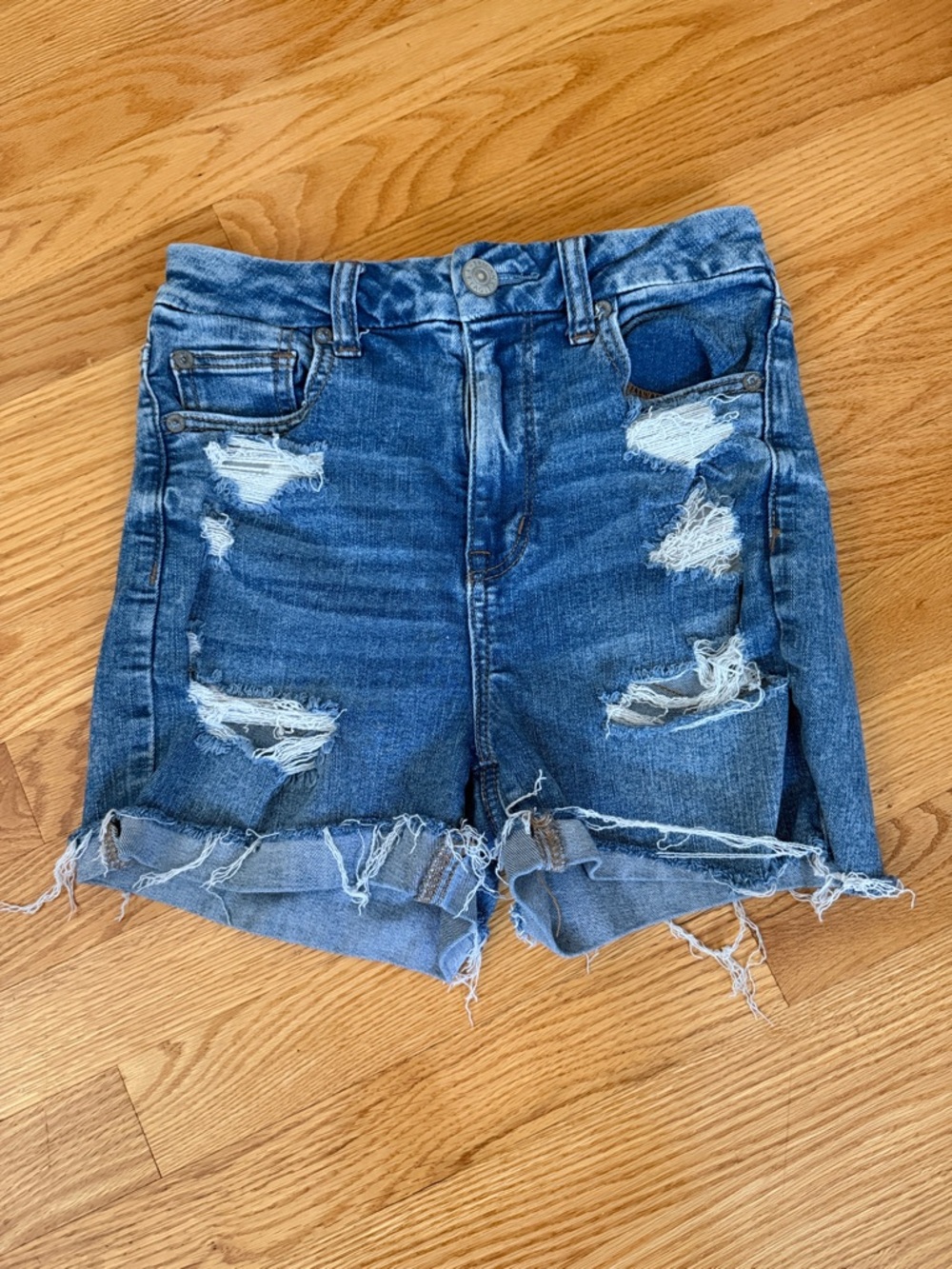 American Eagle Outfitters Distressed Blue Denim Cutoff Shorts